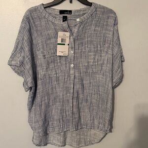 Erika Blue Button-Up Blouse